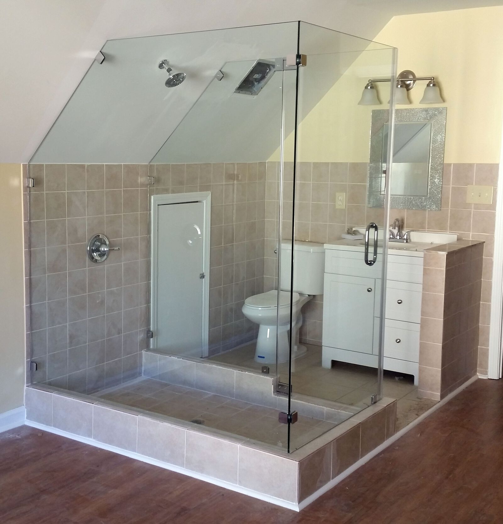 Geometric Frameless Shower Door